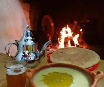 Special fava beans soup for breakfast in Fez